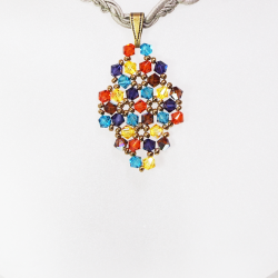 Pendant 30cm - Xochitl Rhombus S-Khaki Braid - Pendant 30cm - Laiton bronze